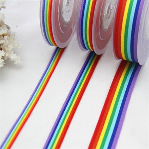 2020 New 10/15/ 25mm Printed Ribbon Colorful Rainbow stripes Grosgrain Ribbon DIY Scrapbooking Handmade Tape Gift box decoration