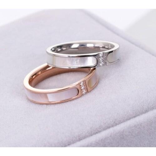 New fashion hot sale couples ring crystal shell ring rose gold jewelry for women engagement jewelry gifts B008