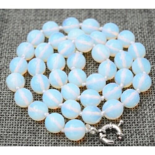New Gemstone 10mm Healing Chakra Reiki Opal Faceted Stone round Necklace 18 "AA