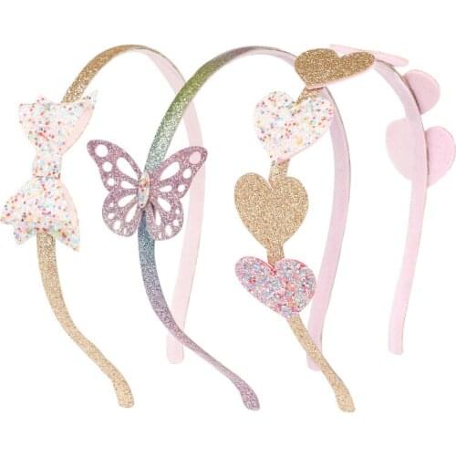 1Pcs Children Cute Sequins Heart Cartoon Hair Hoop Girls Lovely Bow Ears Hairband Kid Baby Hair Accessories For Birthday Party
