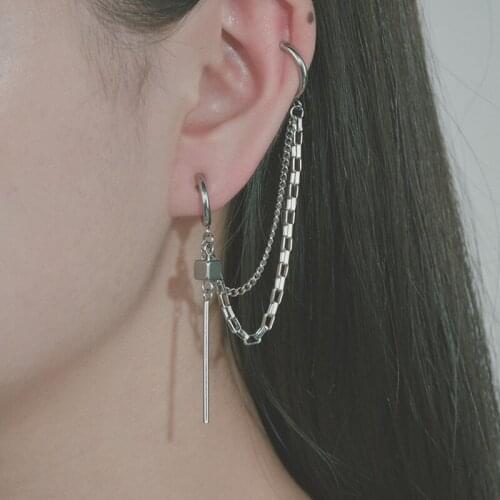 Punk Stainless Steel Men Women 1PCS Clip-on Fake Earrings No Pierced Earcuff Ear Clip Earrings Without Piercing Hip Hop Jewelry