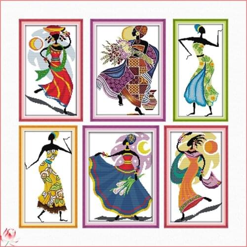 The Example Of An African Cross Stitch Kit 14ct 11ct Printed Fabric Embroidery Kit DIY Handmade Needlework Home Decoration Craft