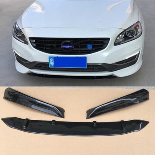 For Volvo S60 Car Front Bumper Splitter Lips 3 Pcs/sets Bumper Diffuser Volvo V60 T5 D5 D4 Front Spoiler Body Kit 2014-2017