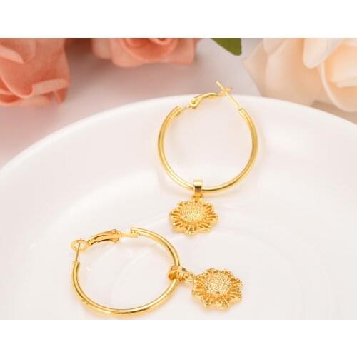 Bangrui flower Earrings for Women/Girls Gold Color cute Earing Jewelry Gifts African,Indonesia,Nigeria,Congo,Arab Earring gift