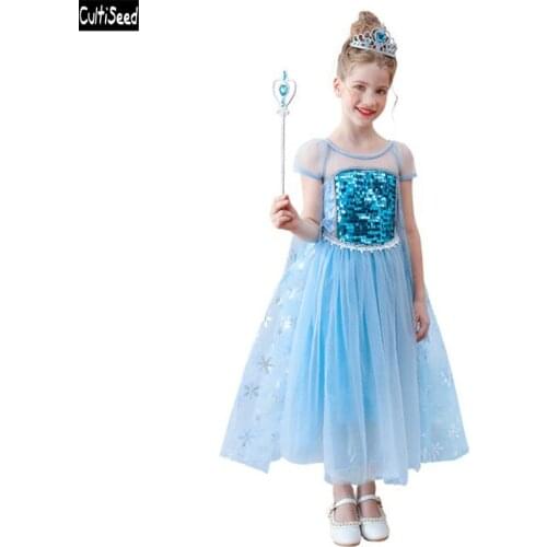 Girl Princess Party Dress Big Children Girls Halloween Christmas Birthday Party Dress Kids Sequined Mesh Cosplay Dresses