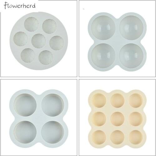 DIY Silicone Chocolate Round Ice Tray Chocolate Ice Cube Mold Food Silicone Multi-Link Round Soap Making Baking Mold