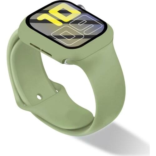 Glass+Case+Strap For Iwatch band 40mm 44mm 38mm 42mm Silicone smartwatch watchband bracelet iWatch series 3 4 5 6 se band