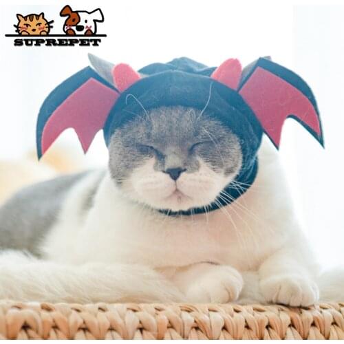 SUPREPET Pet Funny Animal Devil Cat Hat Cotton Cute Dog Headgear for Small Puppy Kitten Cats Party Costume Cat Supplies