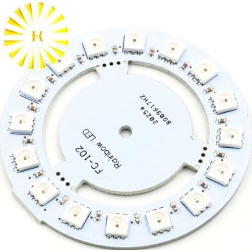 WS2812 16 Bits LEDs Built-in Full-color Drive Lamp WS2811 5050 RGB LED Ring Lamp Light with Integrated Drivers FC-102 Connector