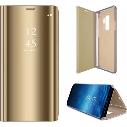 Mirror Plating Clear View Cover for Iphone 7 8 Plus X XS XR Max Flip Case Capa for Samsung Galaxy S8 S8 Plus S9 S9Plus A6 A6Plus