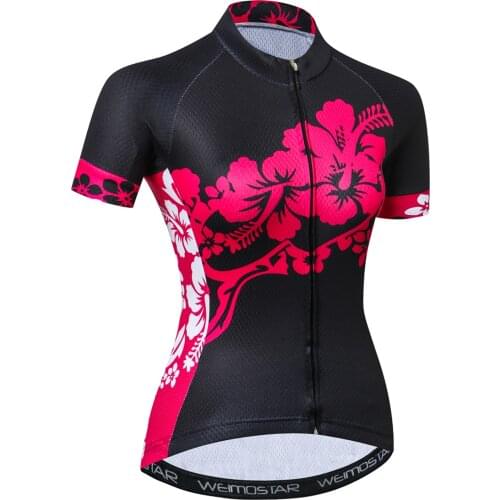 2021 Cycling Jersey Womens Bike Shirt Short Sleeve Mountain Road MTB Top Bicycle Clothing Racing Female Jackets Summer Red Black