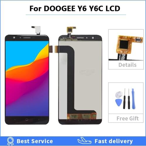 100% Tested lcd For DOOGEE Y6 Y6C Display Touch Screen Digitizer Assembly Repair Parts for y6c/Y6 Piano LCD Glass Pane 5.5" tool