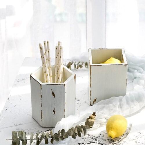 1Pc Wooden Pen Holders Pencil Stand Desktop Storage Case Box Desk Office Organizer Makeup Brush Holder