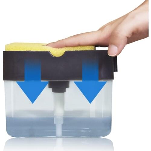 1 Pcs The New Two-In-One Soap Pump With Sponge Manual Press Cleaning Liquid Hand Press Soap Container Soap Storage Kitchen Tools