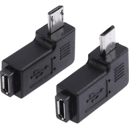 2Pcs 90 Degree Right Angle Micro USB Female to Micro USB Male Adapter Connector L Shaped Micro USB Male to Female Converter