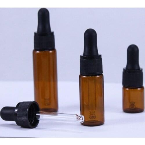 20ML Brown Glass Dropper Bottle Black Plastic Pinstripe Cap With Black Latex Head Empty Essential Oil Bottle