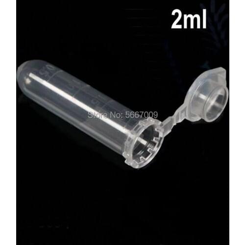 500pcs/lot 2ml Affordable Laboratory Clear Mark Printed U-shape Scaled Plastic Centrifuge Tube