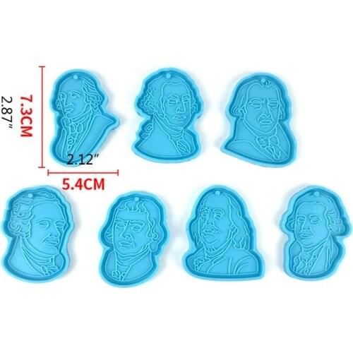 7 Pcs Foreigner Head Keychain Epoxy Resin Mold Pendant Casting Silicone Mould DIY Crafts Polymer Clay Jewelry Making Tool