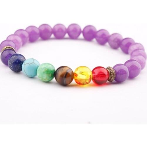 8mm red multicolor Agate Onyx Chakra Healing Reiki Buddha Yoga Bracelet elastic adjustable Volcanic Stone Bangles fc2