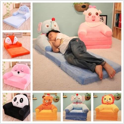 80/120cm Cute Children Foldable Kawaii Sofa Tatami Cartoon Soft Stuffed Plush Toy Creative Backrest Birthday Gift Good Quality