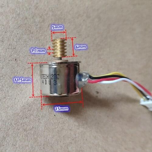 Brand new diameter 15mm stepping motor 2-phase 4-wire 18 degree 0.2A with copper worm gear