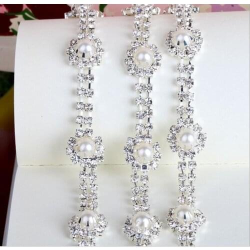 Free Shipping 5 yards Crystal Rhinestone Trim, Rhinestone Applique, Bridal Applique,Wedding Applique,Rhinestone Chain TONG033