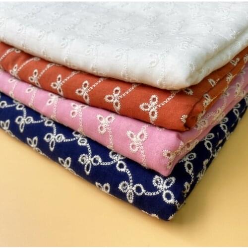 Coloful Pure Cotton Cloth Embroidered Lace Fabric Handmade DIY Baby Dress Womens Clothes Accessories Width 130cm CR2520