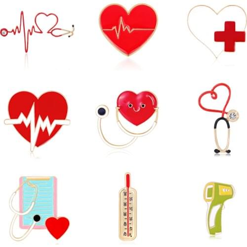 Enamel Jewelry Cartoon Lovely Nurse Doctor Brooches Hospital Medical Stethoscope Doctor Ambulance Badge Lapel Pins Accessory