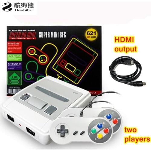 SFC US version mini game console HDMI HD red and white machine double battle built-in 621 games