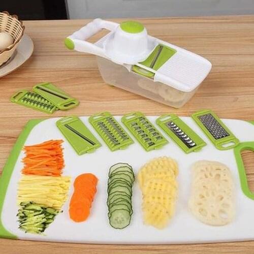 Kitchen Manual Vegetable Cutter Slicer 8 One Stainless Steel Interchangeable Blades Mandoline Potato Peeler Carrot Grater Dicer