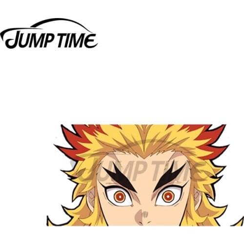JumpTime 13 x4cm Rengoku Kyojuro Peeker Motorcycle Decal Personality Refrigerator Car Stickers Waterproof Cartoon Vinyl Car Wrap