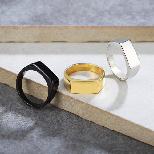 Punk Hip Hop Stainless Steel Black/Steel/Gold Ring For Men Women Korean Simple Couple Ring Fashion Jewelry Gift Never Fade