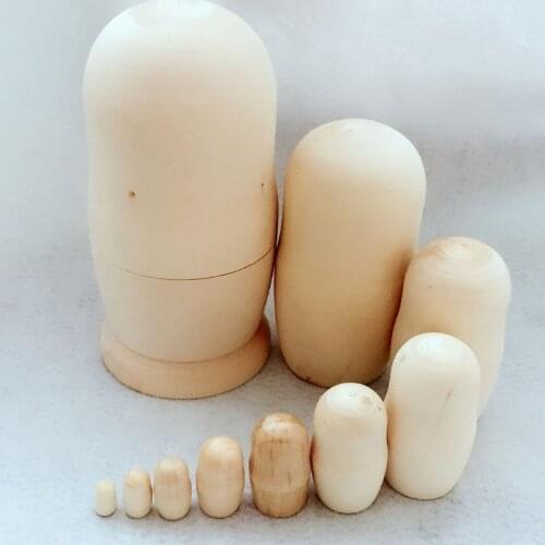 10pcs DIY Unpainted Blank Wooden Big Belly Shape Russian Nesting Dolls Matryoshka Doll Set for Kids Toy Birthday Home Decoration