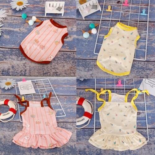 Summer Thin Cotton Cat Dog Clothes and Dress Pets Vest Cat Kitten T-shirt Summer Vest Shirt Apparel