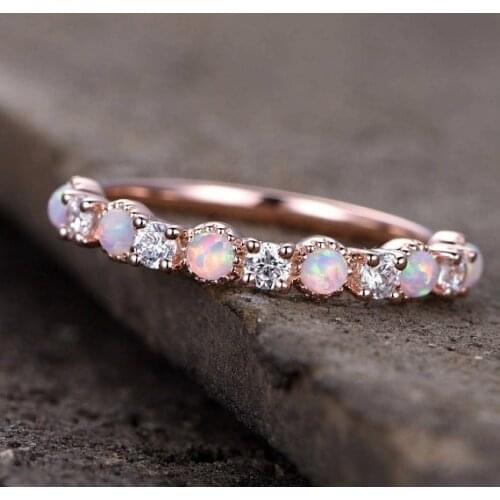 LKN wish hot new plated 14k rose gold Opel diamond ring European and American fashion engagement ring