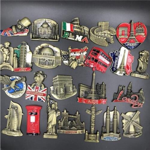 BABELEMI Metal Beijing New York London Paris Italy Dubai Belgium India Israel Holland Malaysia Fridge Magnets Souvenirs Decor
