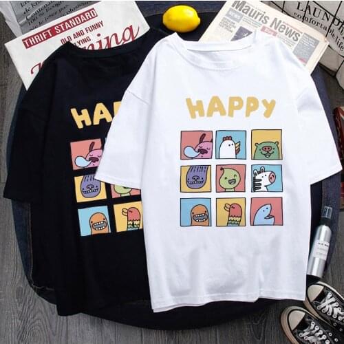 Fashion Ladies Kawaii cartoon T-shirt Women Casual Print Short Sleeve Funny Fun Black T-shirt Cute Women Top Ropa Muje