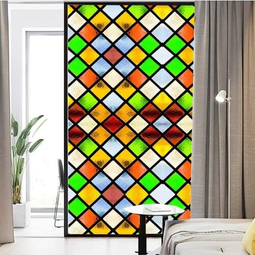 Window Film Privacy Stainted Glass Decorative Church Window Sticker Window Cling UV Blocked Window Decals for Home