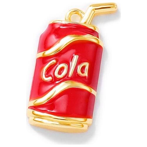 Factory wholesale Gold Color Brass Dripping oil Coke can Charms Pendants Necklace and Bracelet Earring Diy Jewelry Accessories