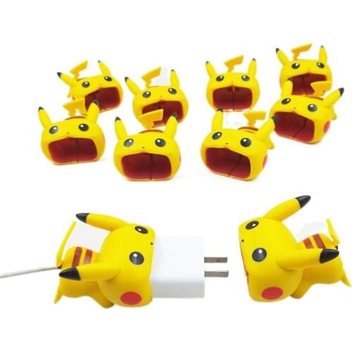 Pokemon Pikachu Headphone Cable Biting Animal Protector for Iphone Charging Cable USB Cable Winder Anime Organizer Anti-breaking