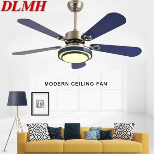 DLMH Modern Ceiling Fan With Lights Remote Control LED 3 Colors Home Decorative for Dining Room Bedroom Restaurant