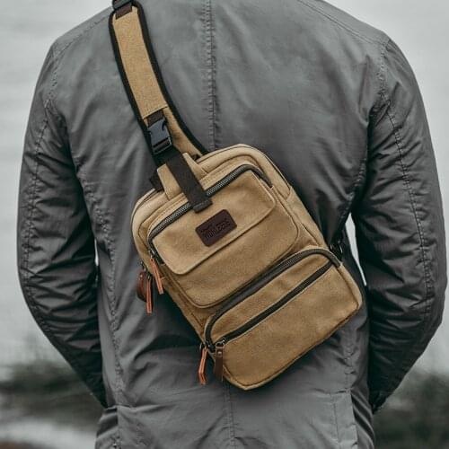 Simple Storage Crossbody Bag Men Shoulder Messenger Bags Canvas Portable Short Trip Chest Bag Pack Sling Chest Pack Bag