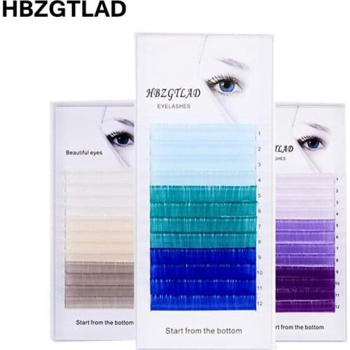 HBZGTLAD NEW C/D 0.07/0.1mm 8-15mm False Lashes Blue+Green+Purple+Gray eyelash individual Colored lashes Faux eyelash extensions