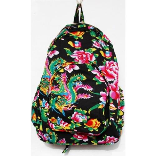 Pure Handmade Cotton Canvas Backpacks Vintage Large Bohemian Backpack Bag Women Lady Girl School Books Travel Backpacks Bags