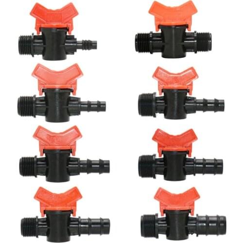 Garden Hose 1/2 3/4 Male To 3/8 1/2 3/4 1" Garden Tap Irrigation Valve Barb Miniature Valve Crane PE tube Connector 25pcs