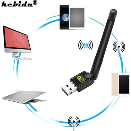 Kebidu Mini Network Card USB WiFi Adapter 2dBi 4dBi 802.11b/g/n Free Driver PC WiFi Antenna Dongle 2.4G USB 2.0 Ethernet Receive