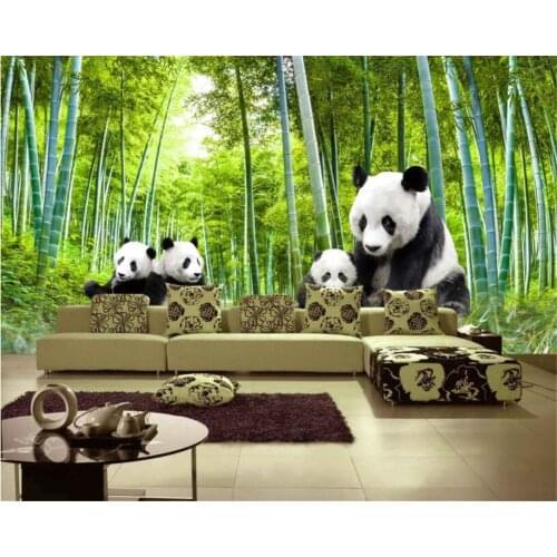 Beibehang Cute black and white panda natural landscape bamboo landscape photo wallpaper wallpaper room decoration wallpaper