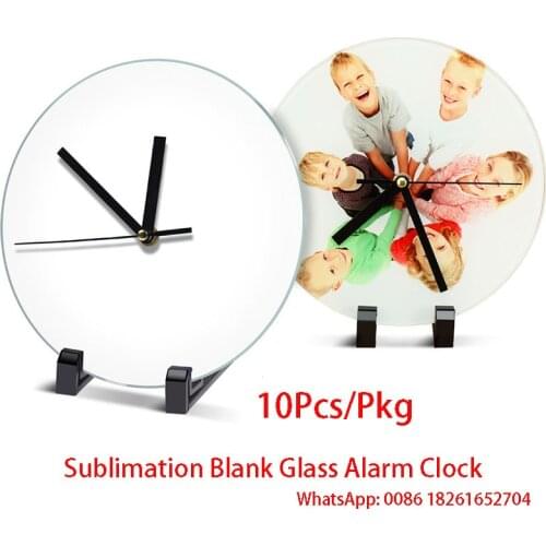 Sublimation Blanks DIY Gifts Glass Alarm Clock For Sublimation Heat Press Transfer Machine Printing 10pcs