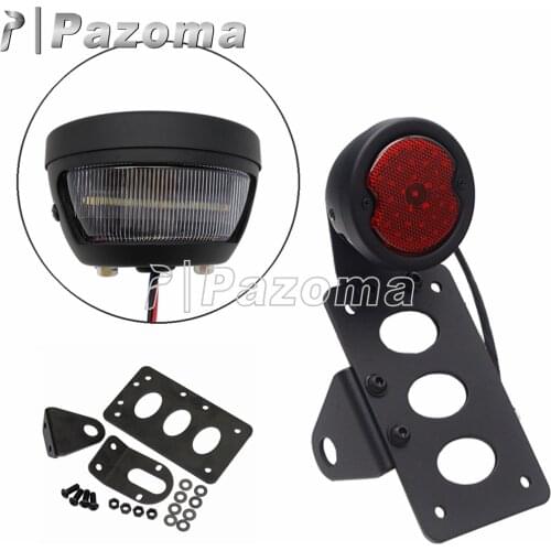 Cafe Racer LED Tail Light Side Mount License Plate Bracket For Harley Chopper Rear light Brake Stop Lamp Motorcycle Accessories