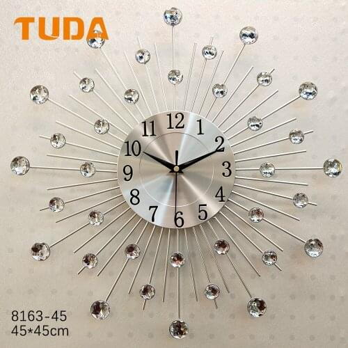 TUDA Free Shipping 45x45cm Metal Silent Wall Clock Creative Fashion Living Room Wall Watch Personality Art Clock Home Decore